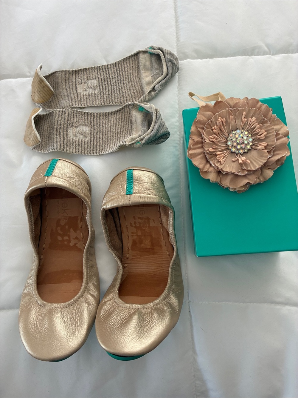 Tieks size 8 Champagne Gold